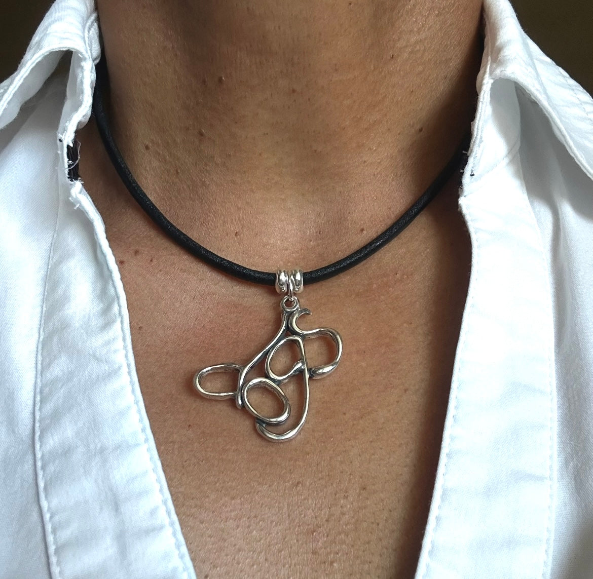 dogs- Sterling Silver with Leather Necklace