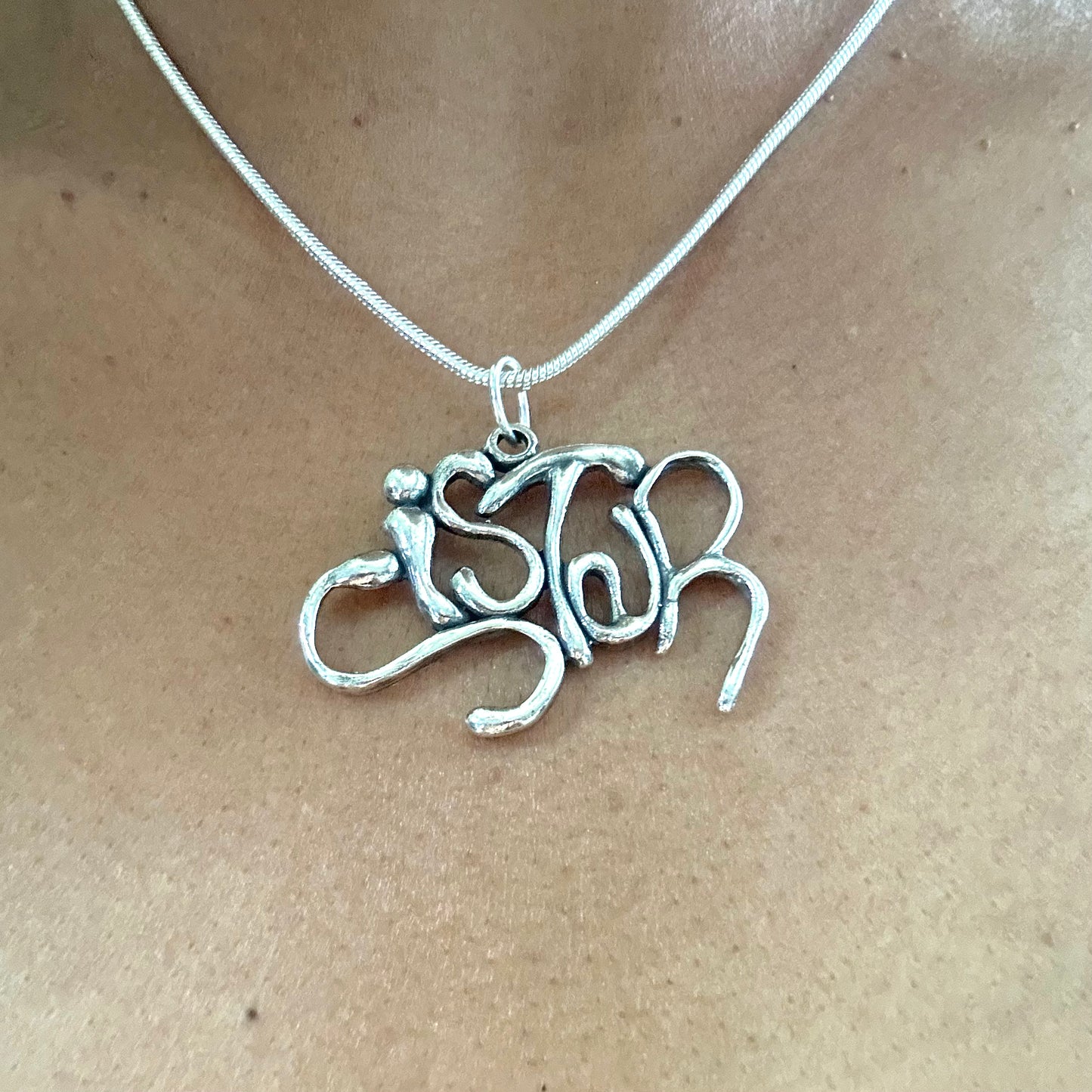 SISTER - Sterling Silver with Leather Necklace