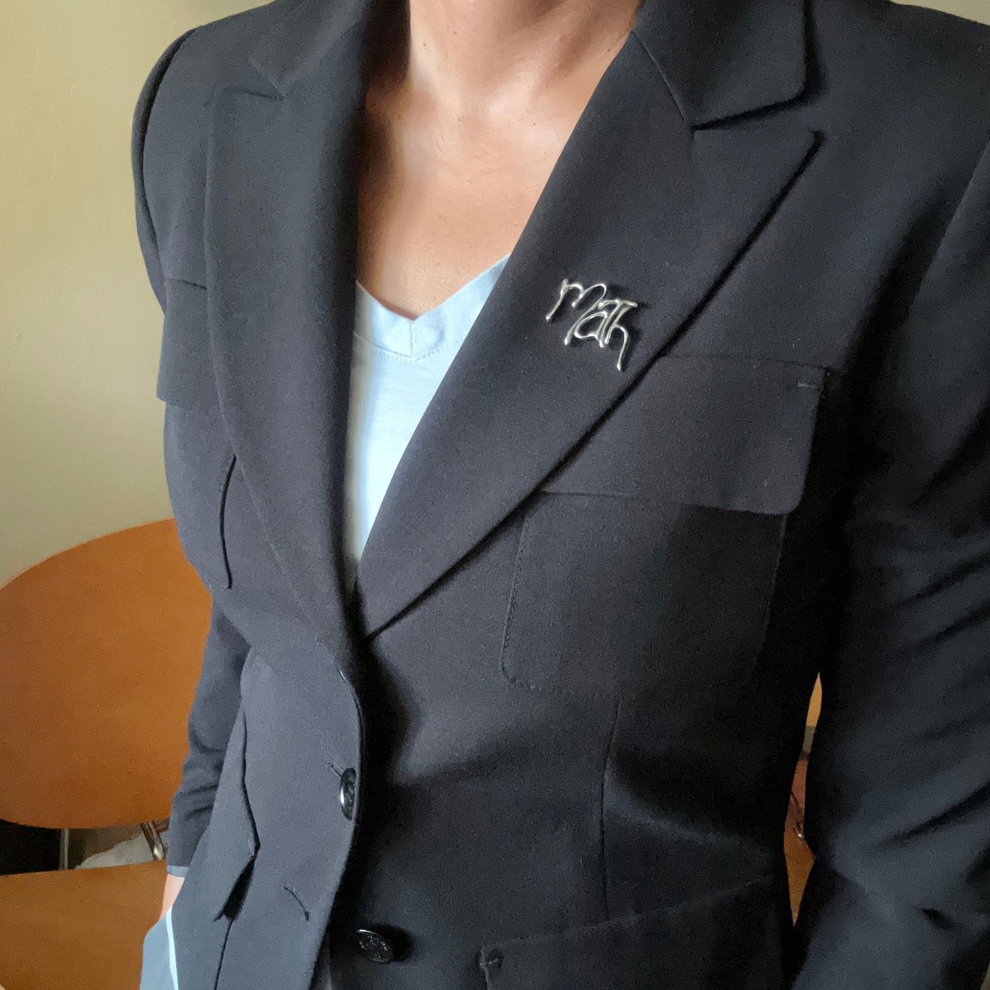 Word Art Jewelry - Math, Sterling Silver Lapel Pin, Stylized Heritage