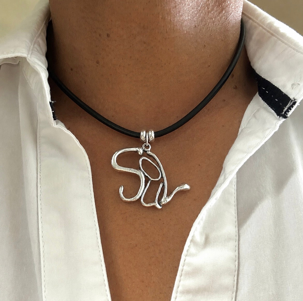 Soul- Sterling Silver with Leather Necklace