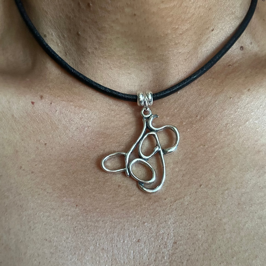 Word Art Jewelry - dogs, Sterling Silver with leather necklace, Stylized Heritage