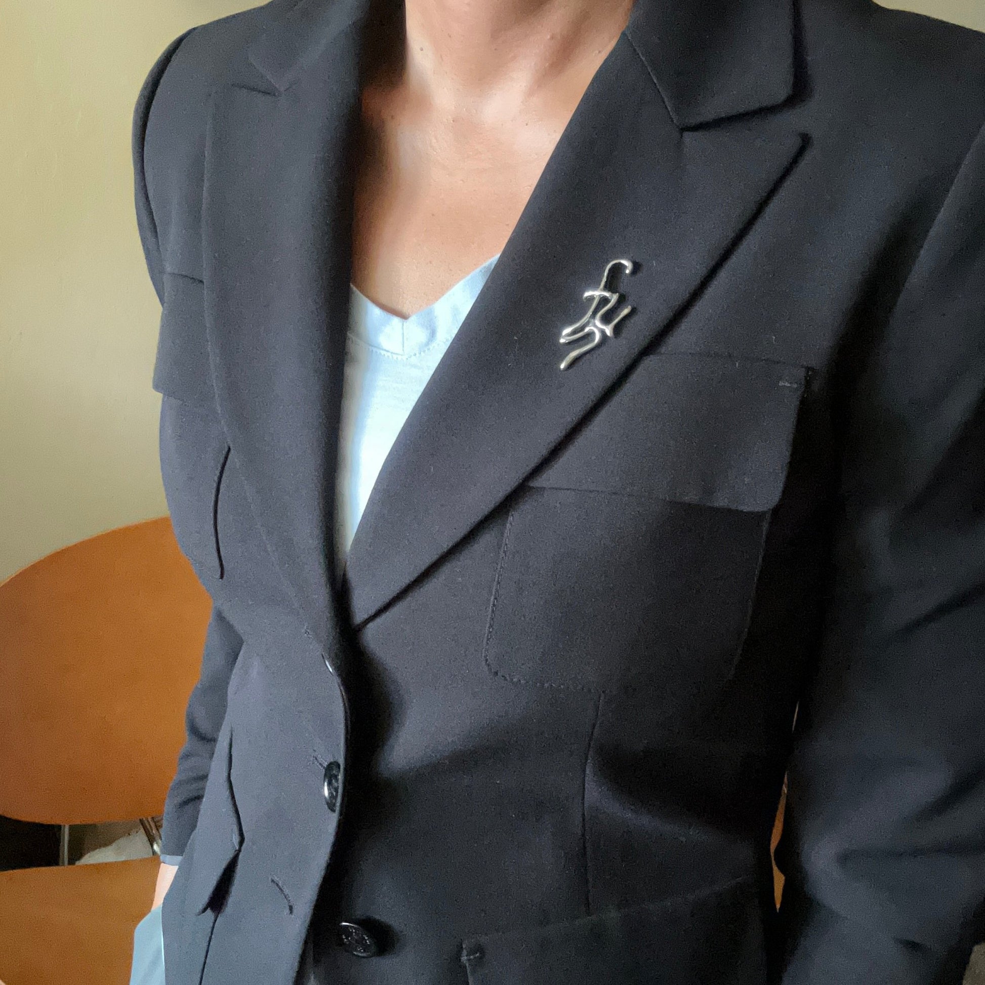 Word Art Jewelry - fun, Sterling Silver Lapel Pin, Stylized Heritage