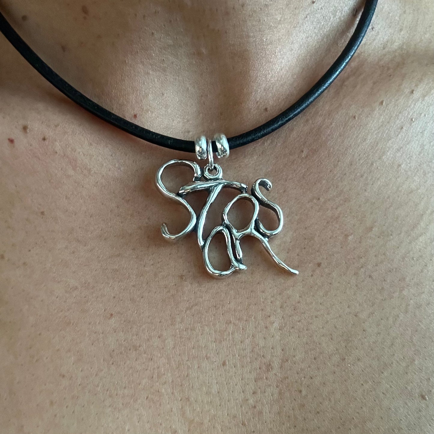 Stars - Sterling Silver with Leather Necklace