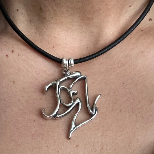 Word Art Jewelry - Jazz, Sterling Silver with Leather Necklace, Stylized Heritage