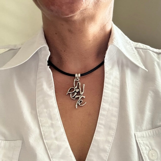 Write - Sterling Silver with Leather Necklace