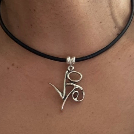 Vote - Sterling Silver with Leather Necklace