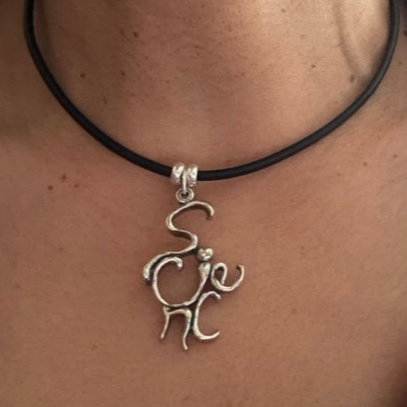 Word Art Jewelry - Science, Sterling Silver with leather necklace, Stylized Heritage