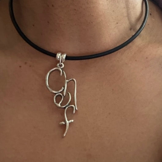 Word Art Jewelry - Chef, Sterling Silver with Leather Necklace, Stylized Heritage