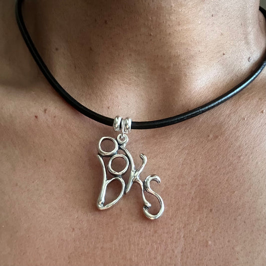 Word Art Jewelry - Books, Sterling Silver with leather necklace, Stylized Heritage