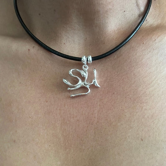 Word Art Jewelry - Sun, Sterling Silver with leather necklace, Stylized Heritage