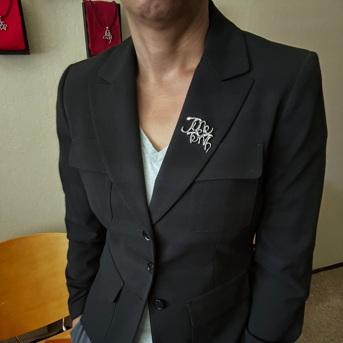 Juneteenth- Sterling Silver with Leather Necklace