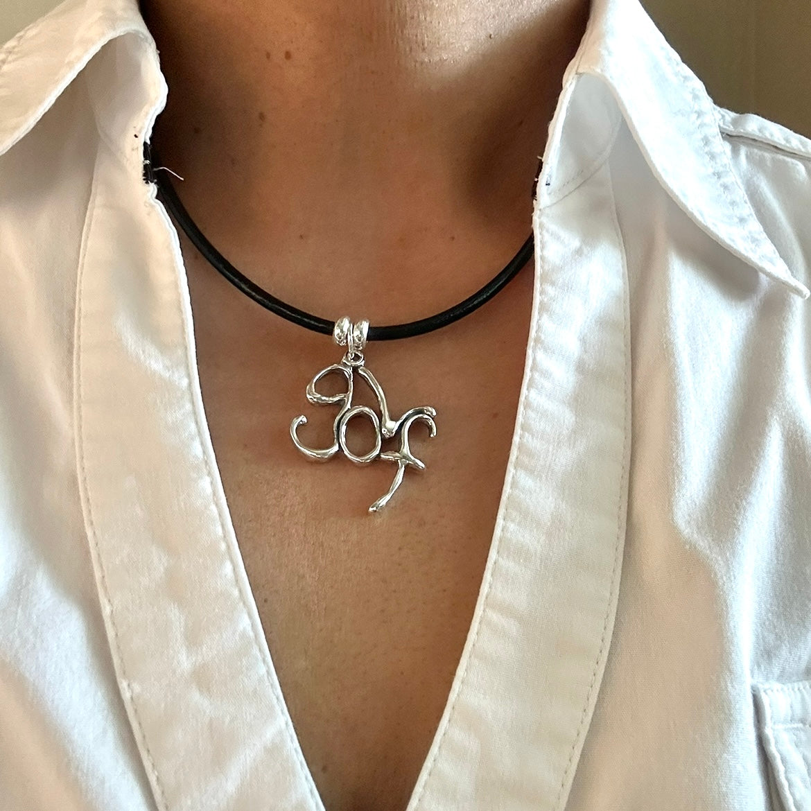 golf- Sterling Silver with Leather Necklace