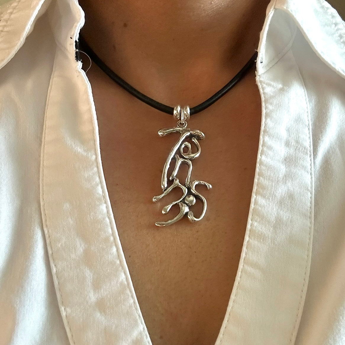 Tennis- Sterling Silver with Leather Necklace