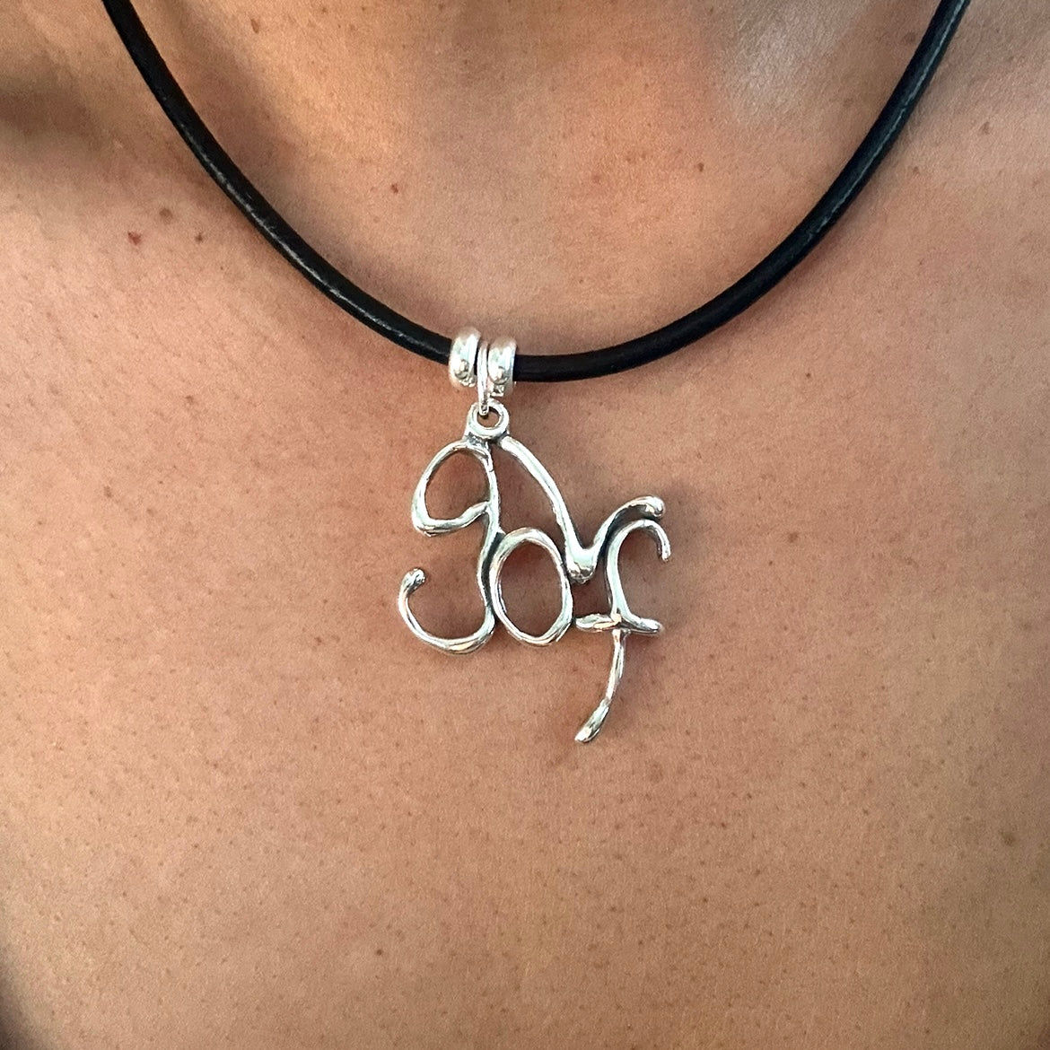 Word Art Jewelry - golf, Sterling Silver with leather necklace, Stylized Heritage