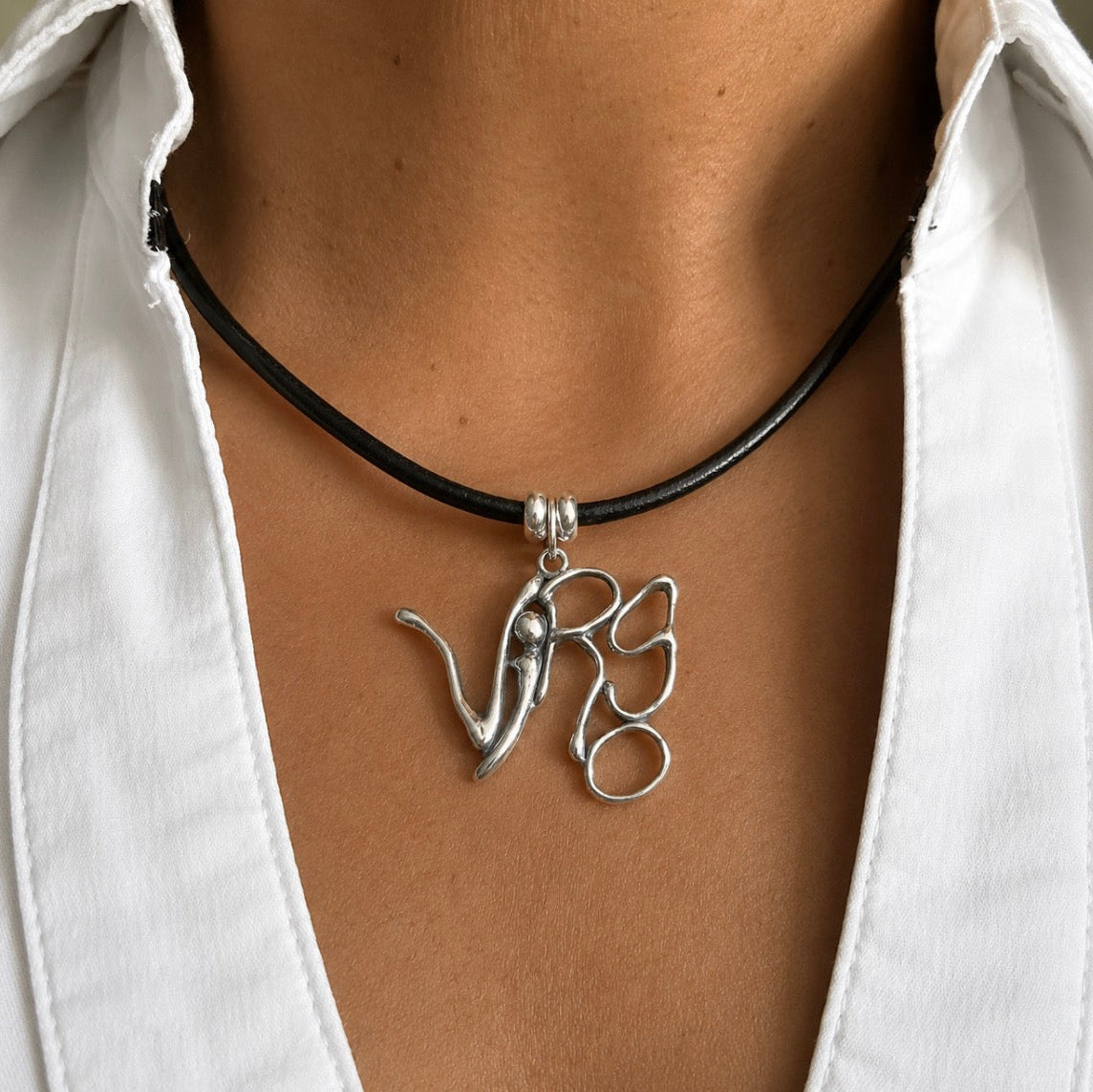 Virgo - Sterling Silver with Leather Necklace