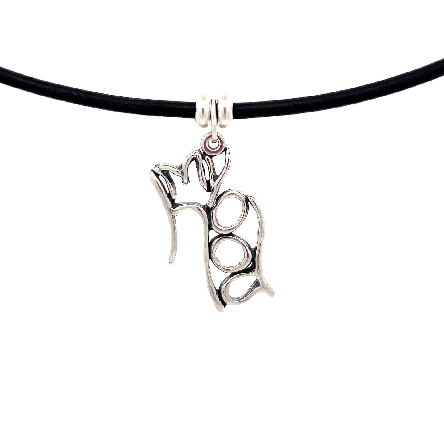 Word Art, Sterling Silver, Leather Necklace
