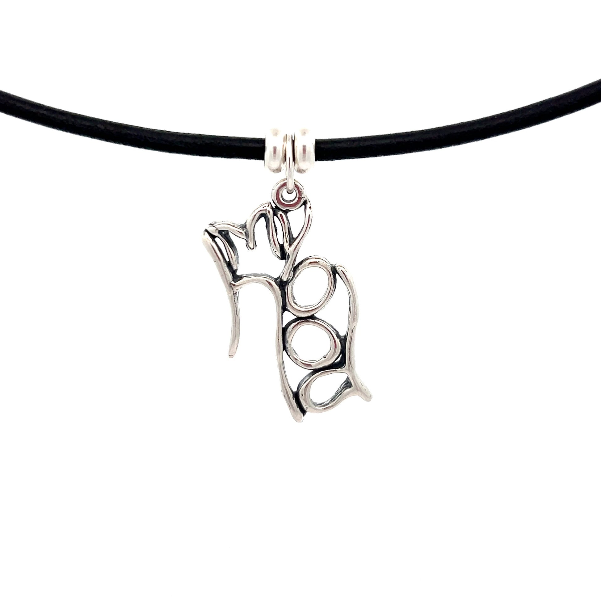 Word Art, Sterling Silver, Leather Necklace