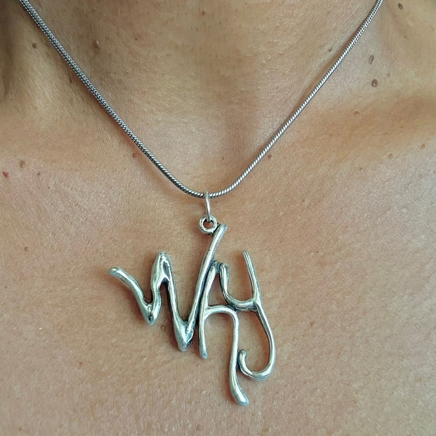 Why - Sterling Silver with Leather Necklace