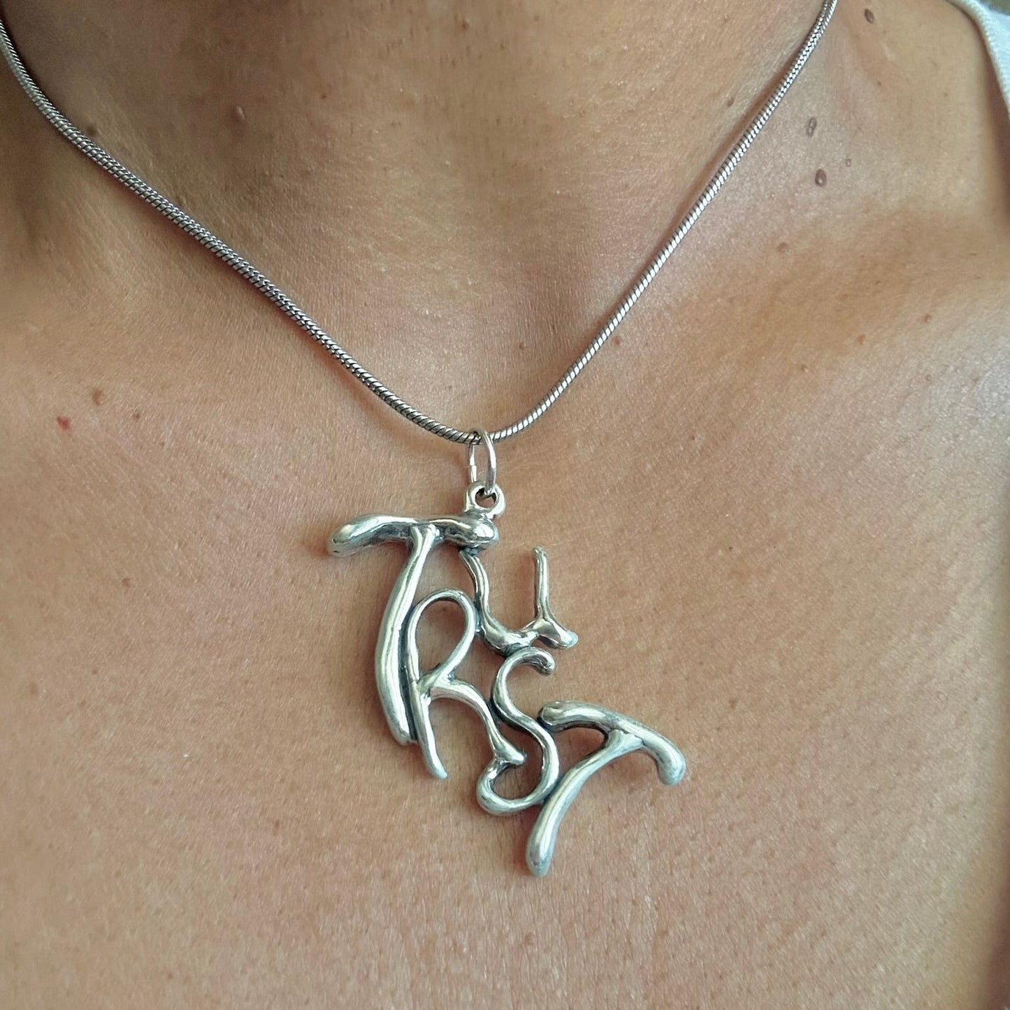 Trust - Sterling Silver with Leather Necklace