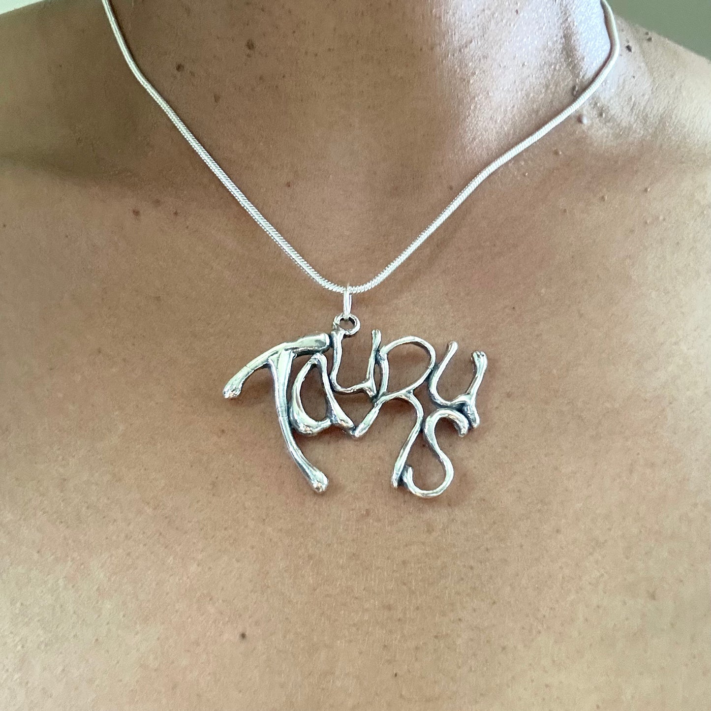 TAURUS- Sterling Silver with Leather Necklace