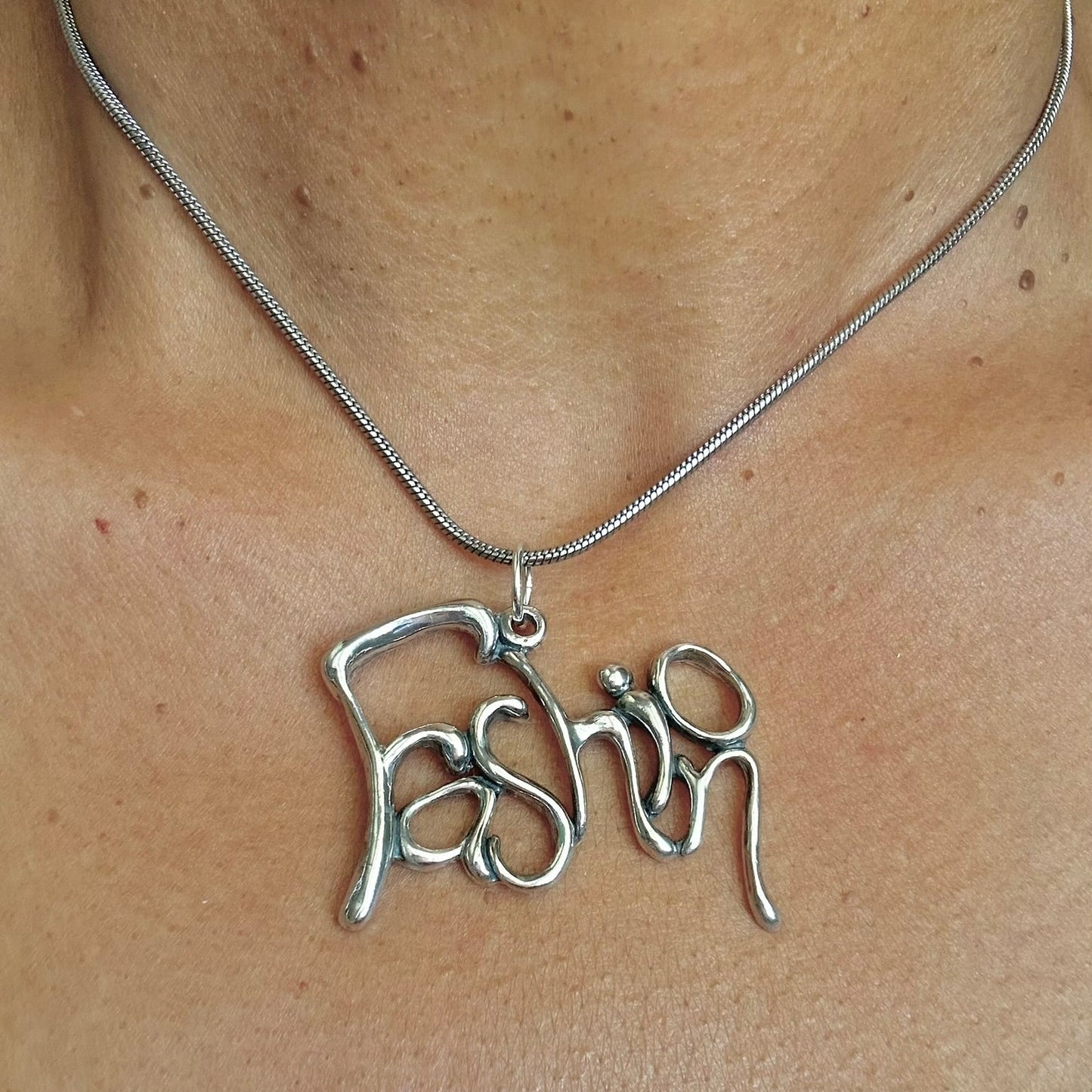 Fashion - Sterling Silver with Leather Necklace