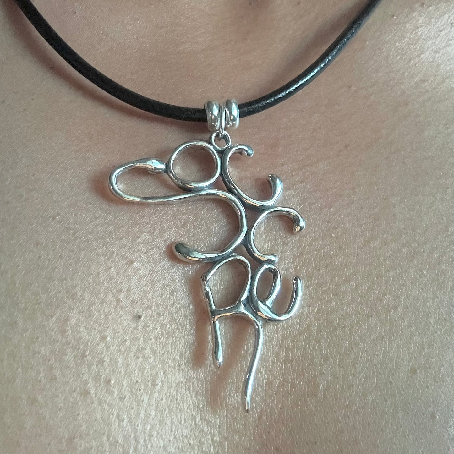 Soccer - Sterling Silver with Leather Necklace