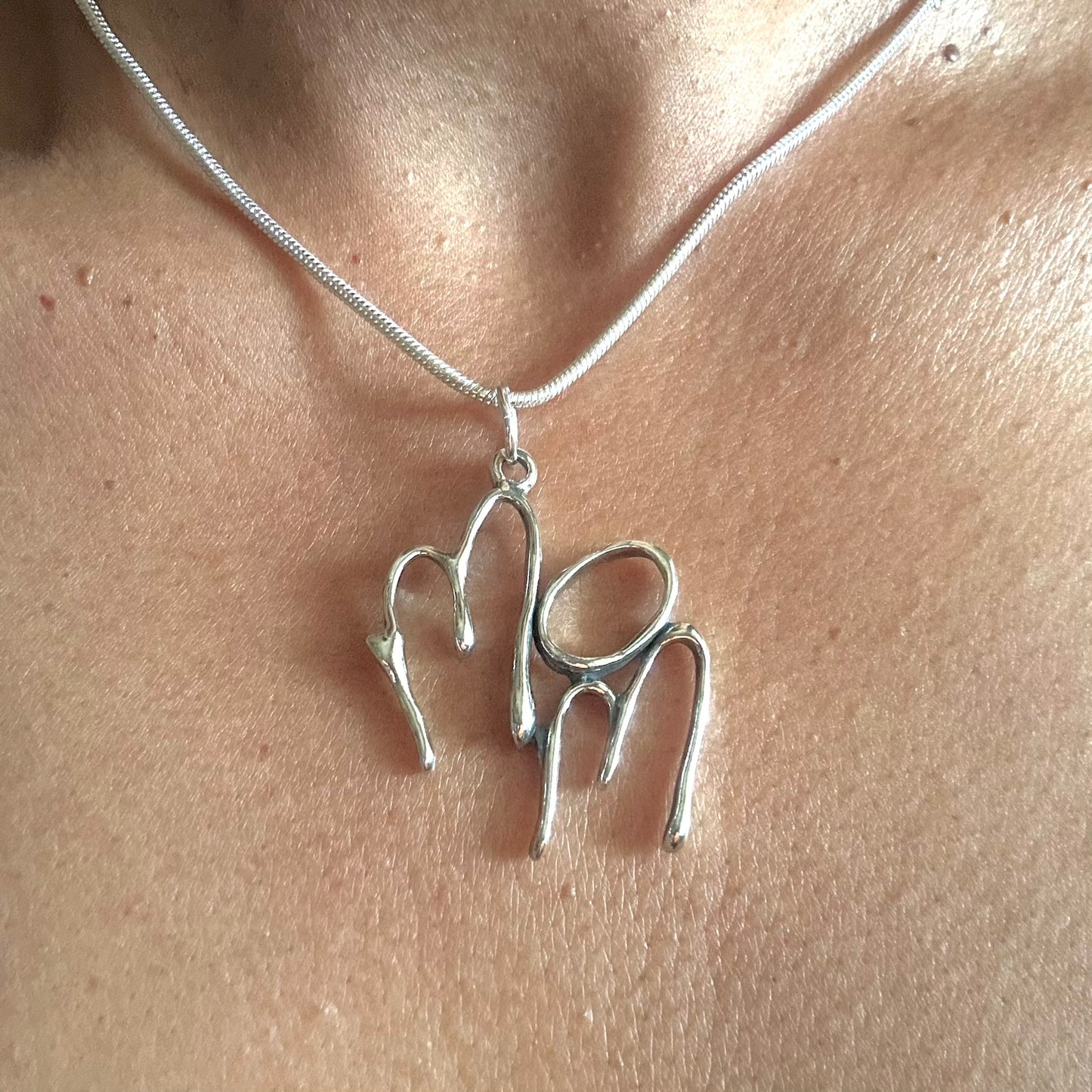 Mom - Sterling Silver with Leather Necklace