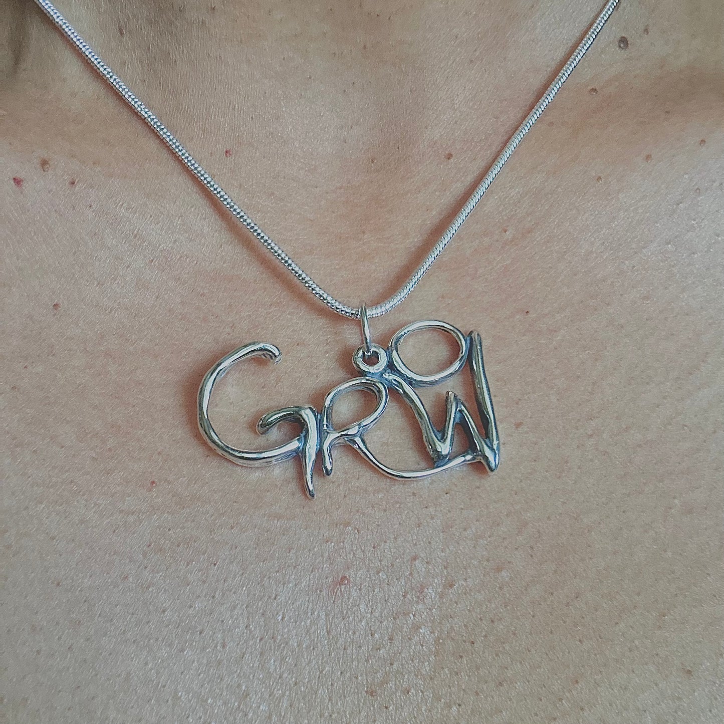 Grow - Sterling Silver with Leather Necklace