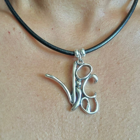 Voice - Sterling Silver with Leather Necklace