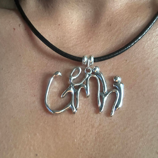 Gemini - Sterling Silver with Leather Necklace
