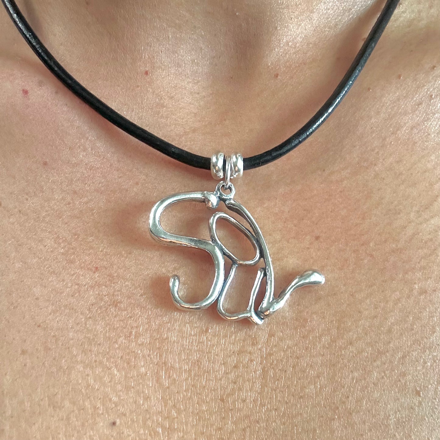 Soul- Sterling Silver with Leather Necklace
