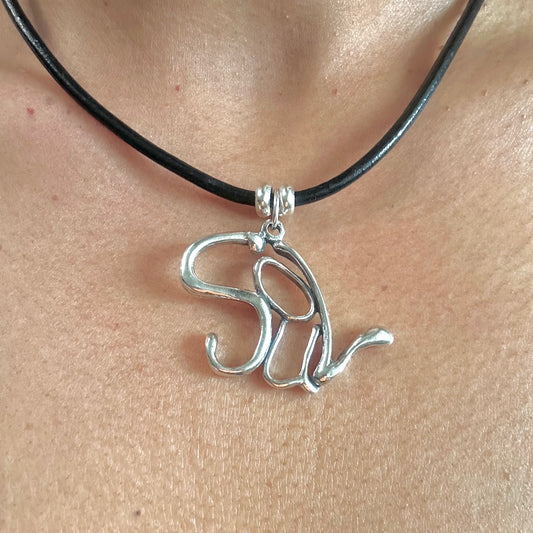 Soul- Sterling Silver with Leather Necklace