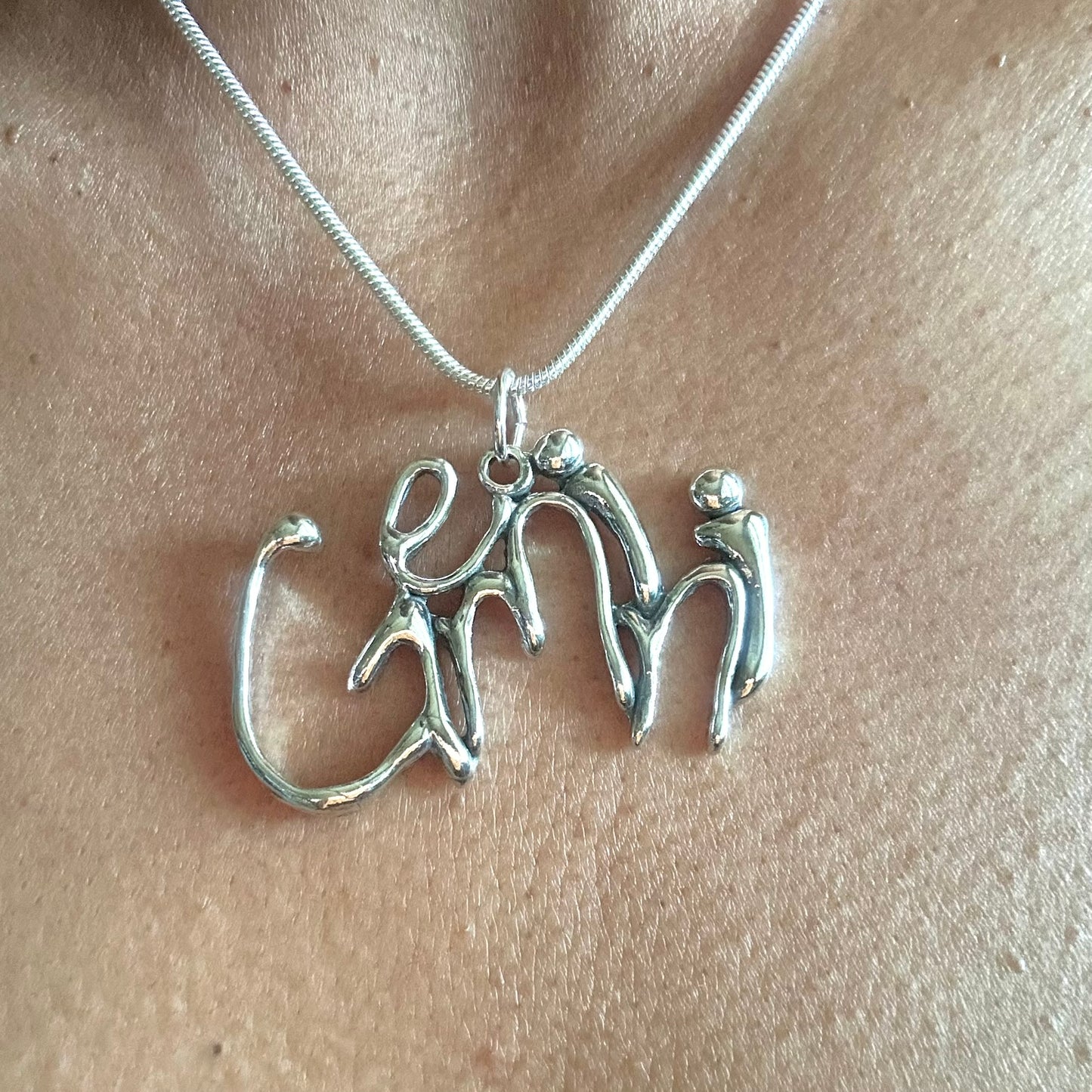Gemini - Sterling Silver with Leather Necklace