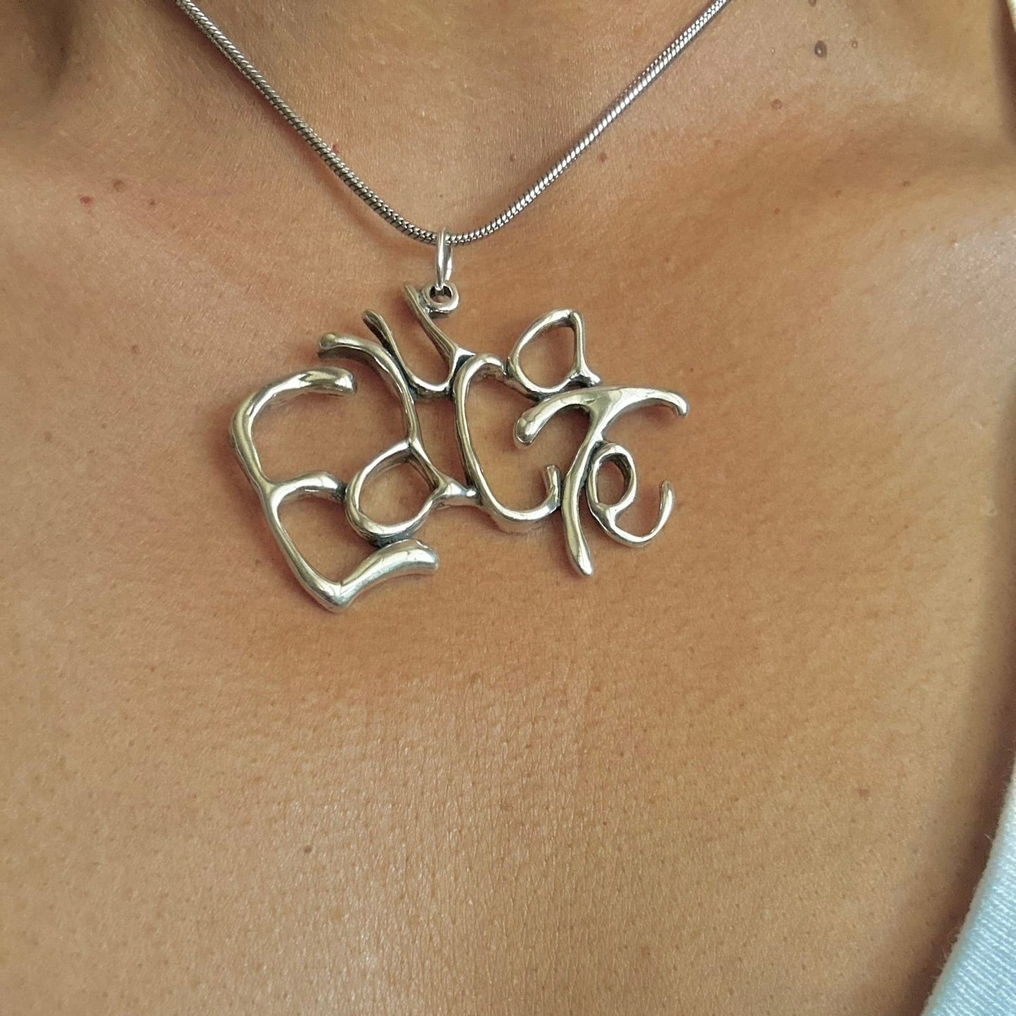 Educate- Sterling Silver with Leather Necklace