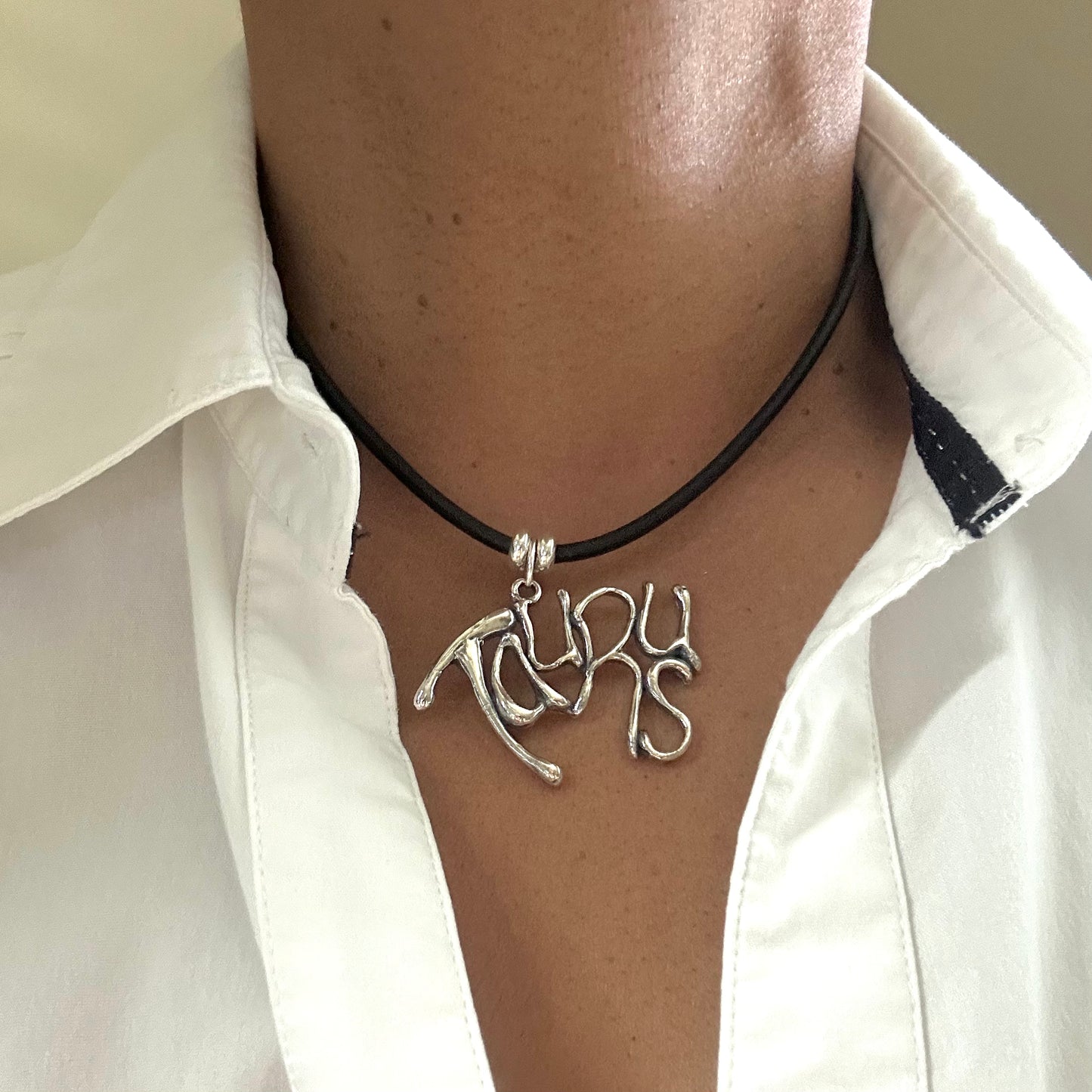 TAURUS- Sterling Silver with Leather Necklace
