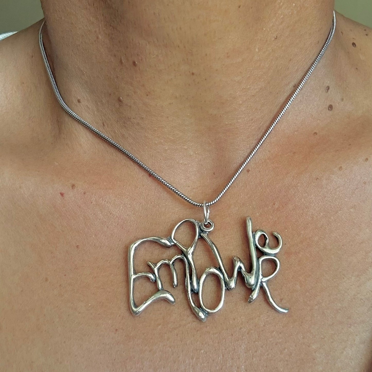 Empower - Sterling Silver with Leather Necklace