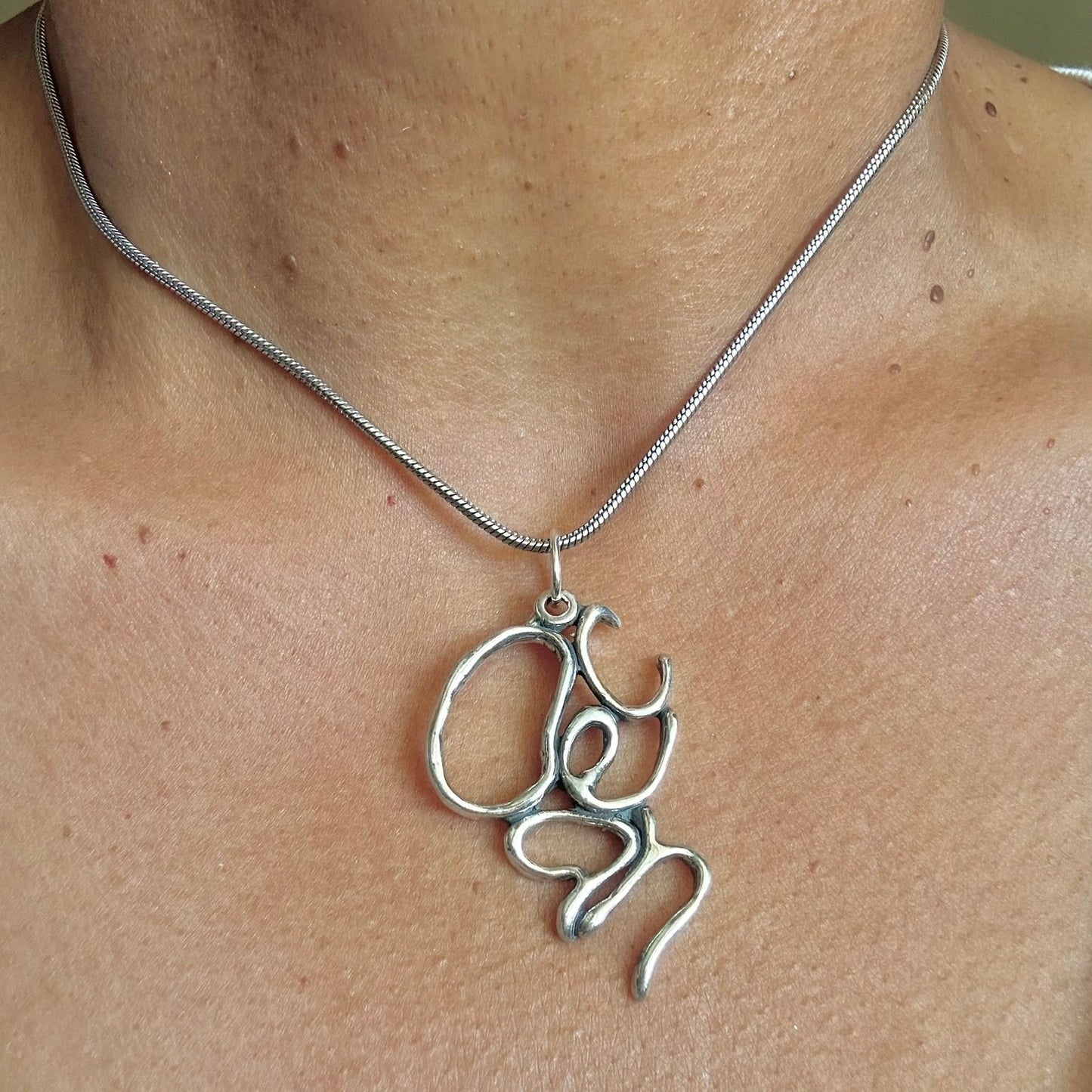 Ocean - Sterling Silver with Leather Necklace