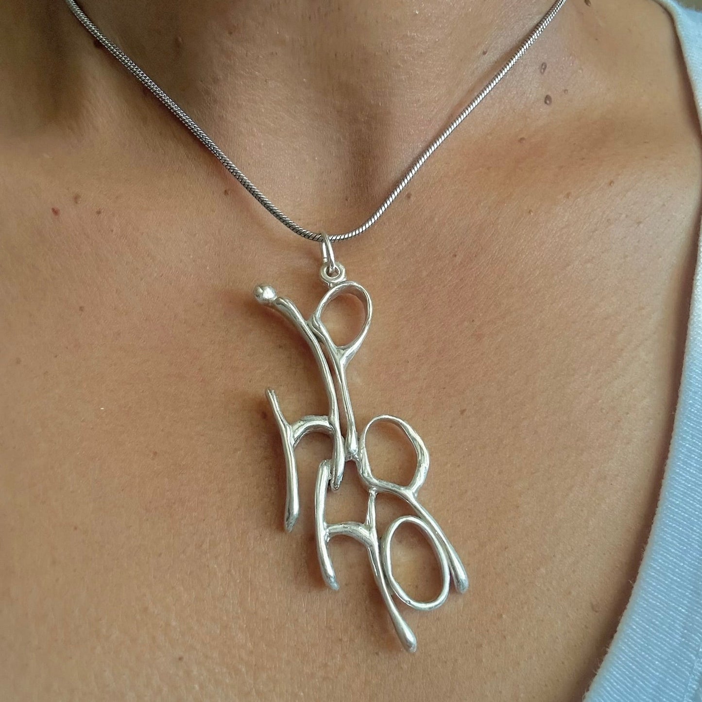 HipHop - Sterling Silver with Leather Necklace