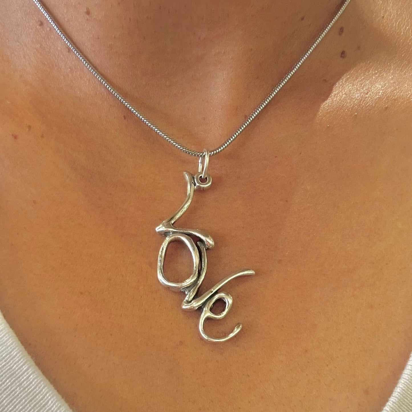 Love - Sterling Silver with Leather Necklace