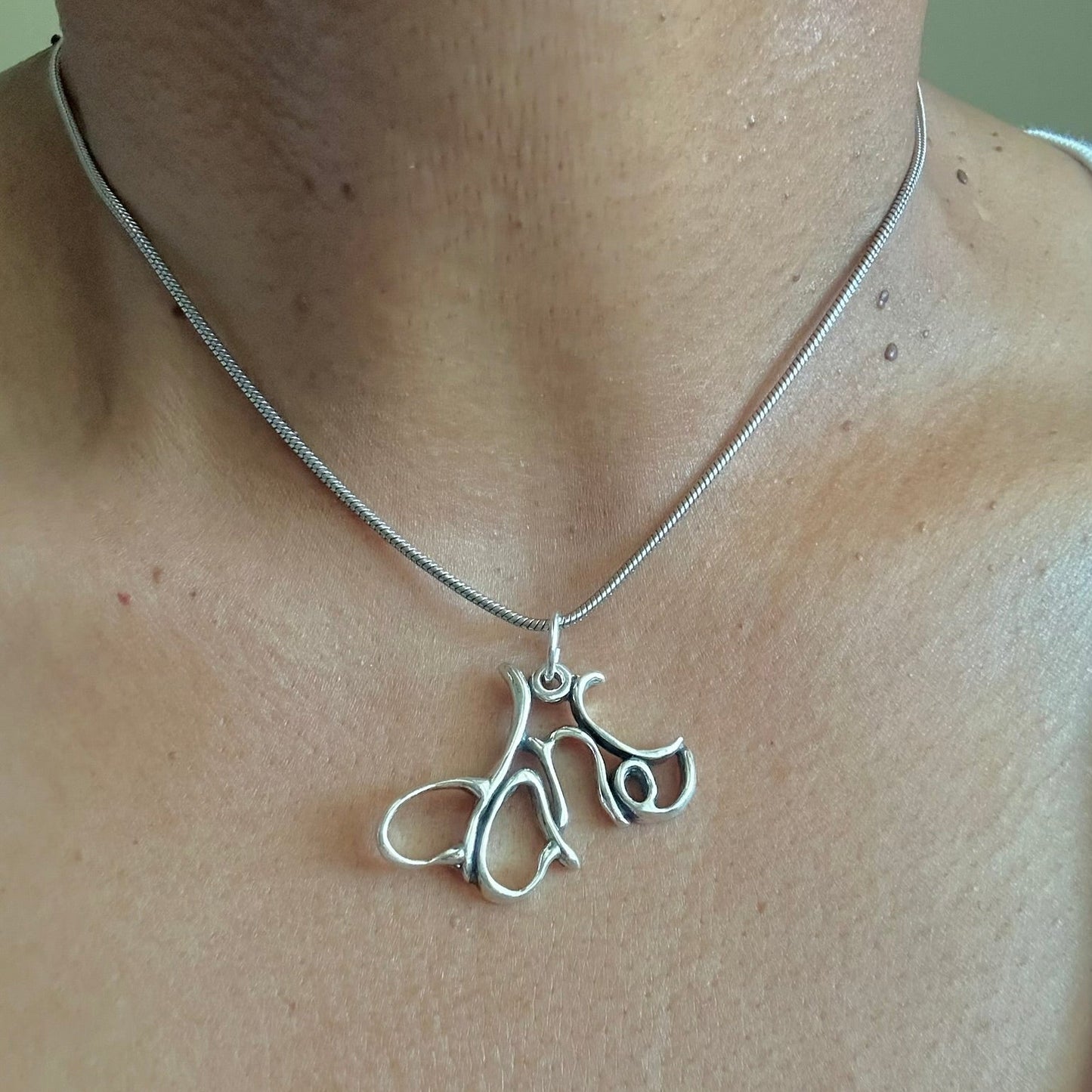 dance- Sterling Silver with Leather Necklace