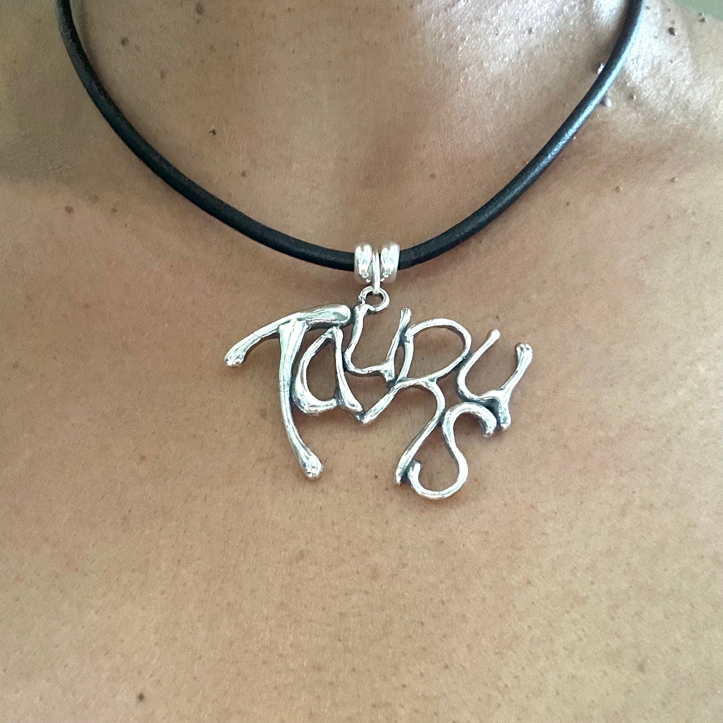 TAURUS- Sterling Silver with Leather Necklace