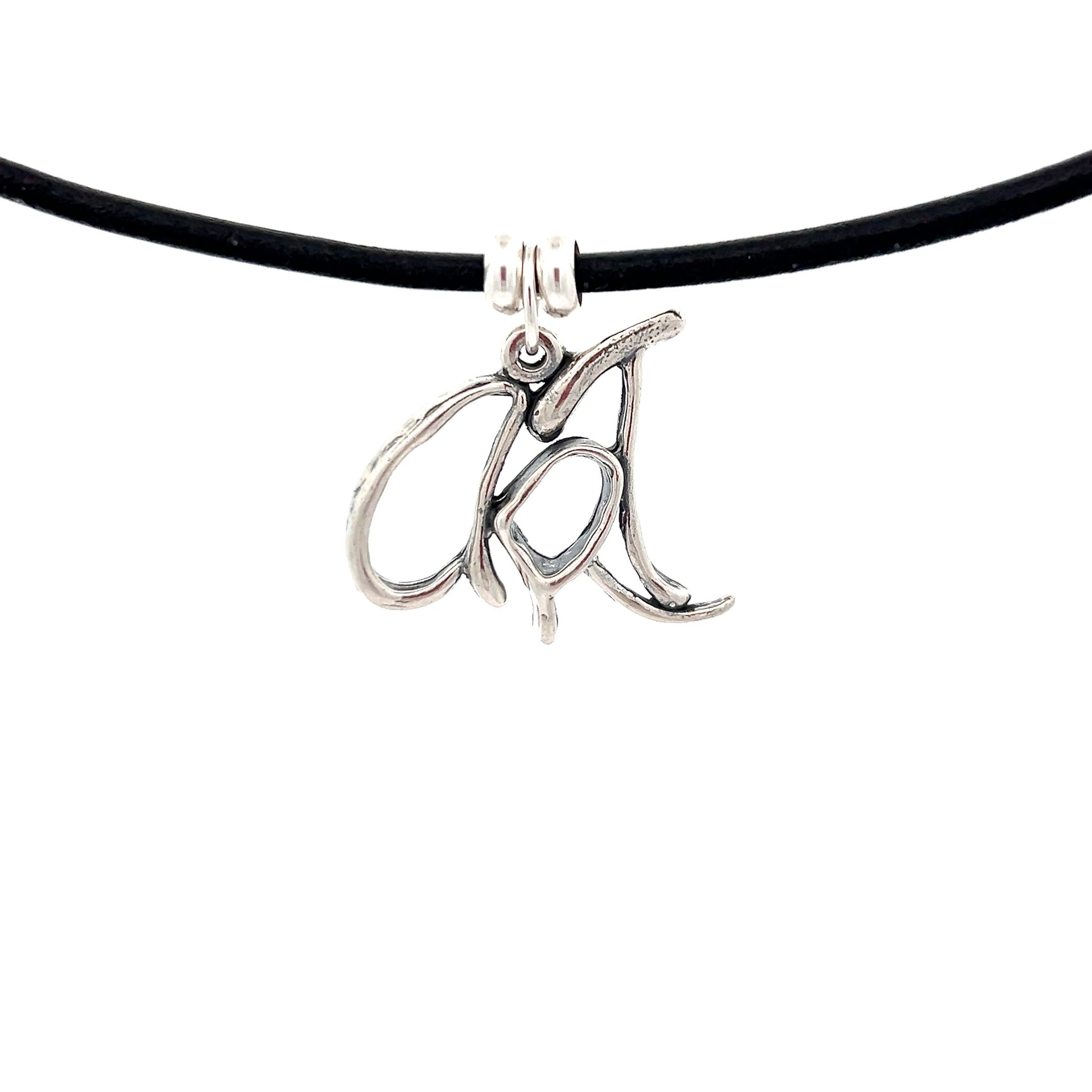 Word Art, Sterling Silver, Leather Necklace