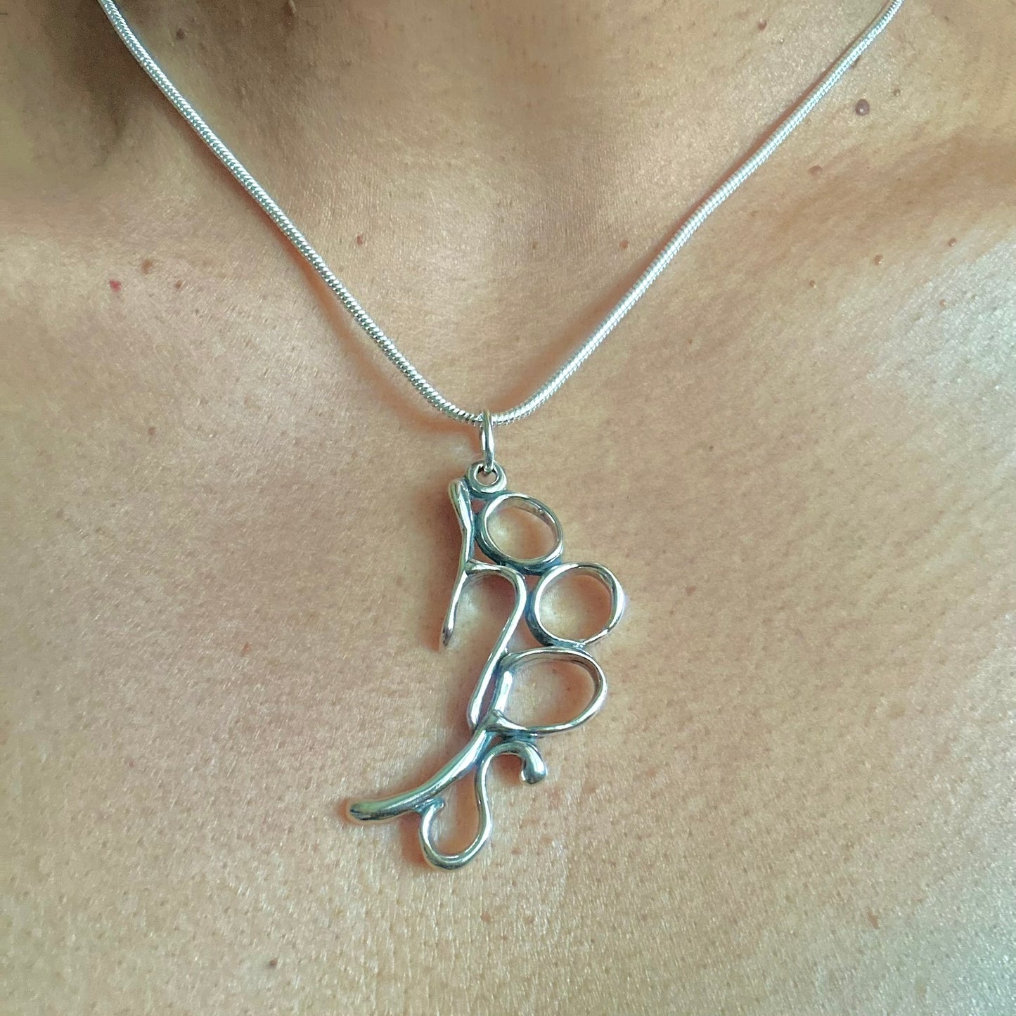 hoops - Sterling Silver with Leather Cord Necklace