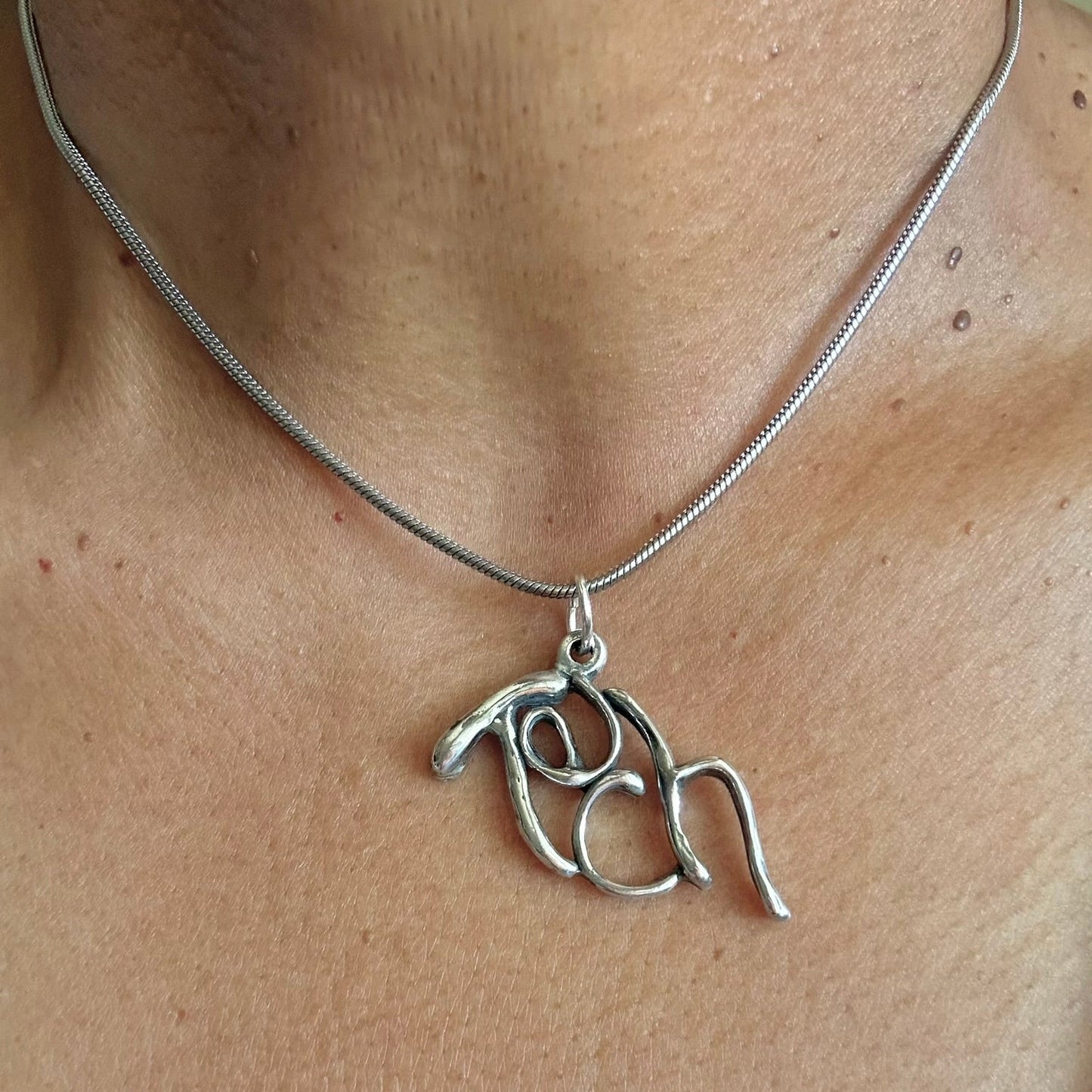 Tech - Sterling Silver with Leather Necklace