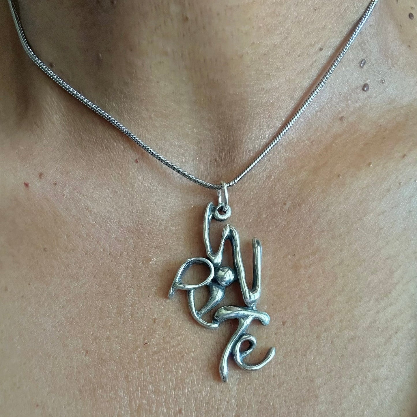 Write - Sterling Silver with Leather Necklace