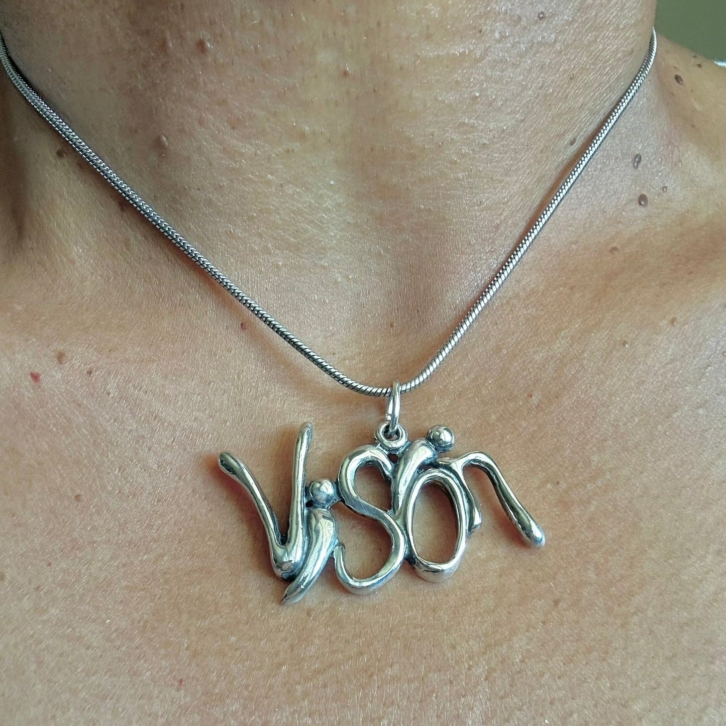 Vision - Sterling Silver with Leather Necklace