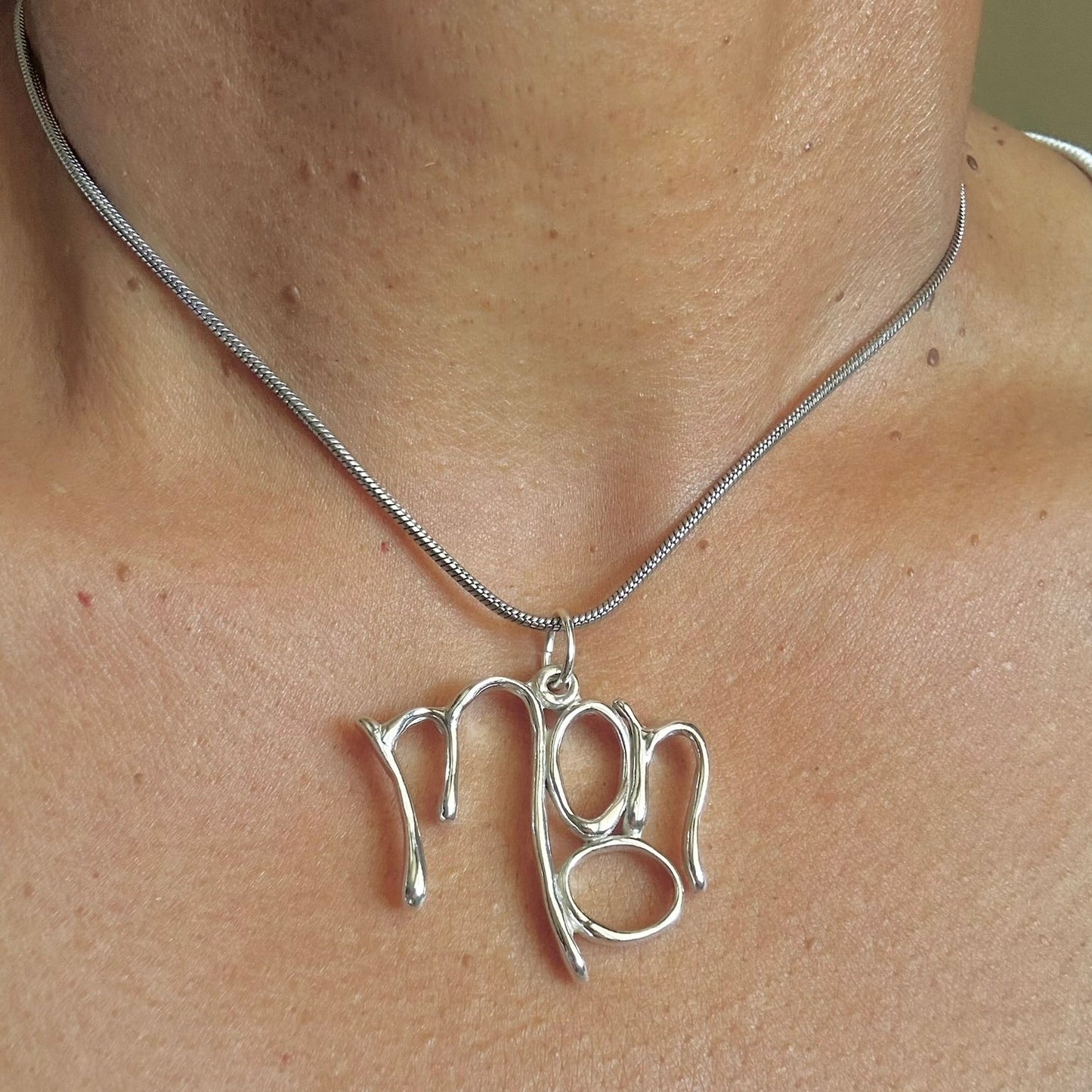 Moon - Sterling Silver with Leather Necklace