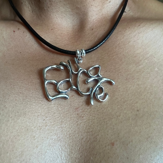 Educate- Sterling Silver with Leather Necklace