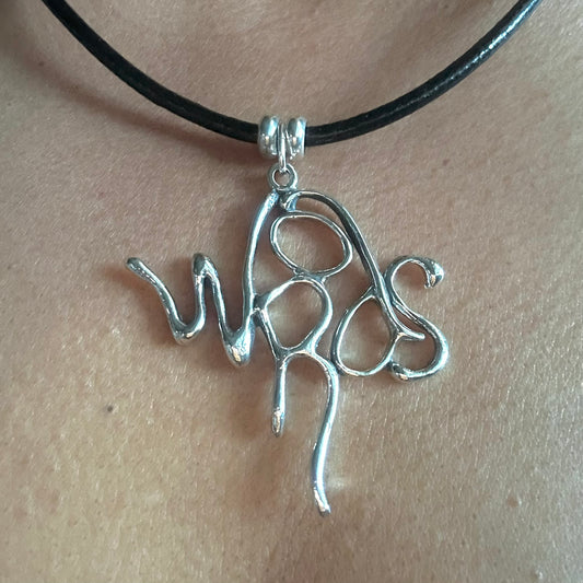 Words - Sterling Silver with Leather Necklace