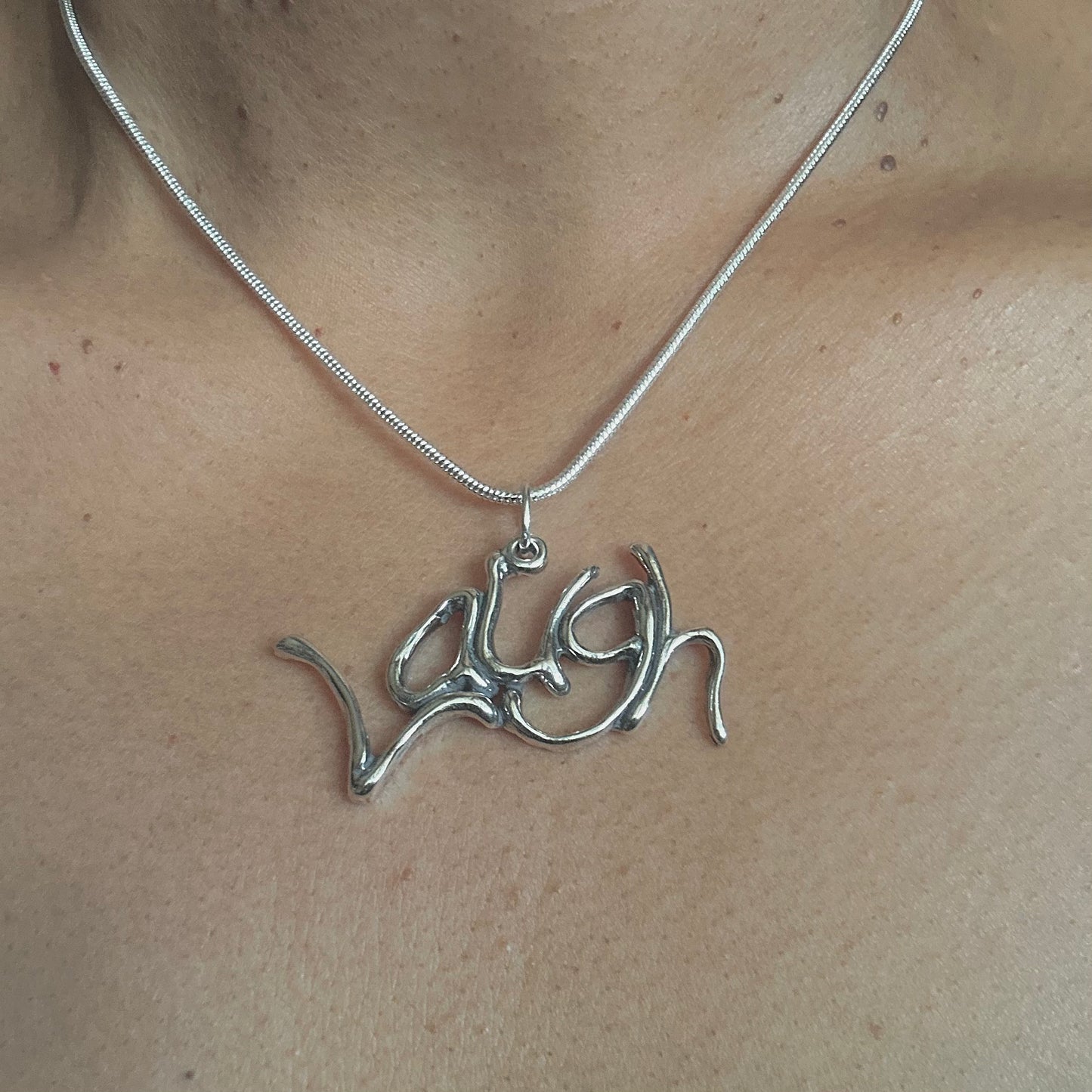 Laugh - Sterling Silver with Leather Necklace